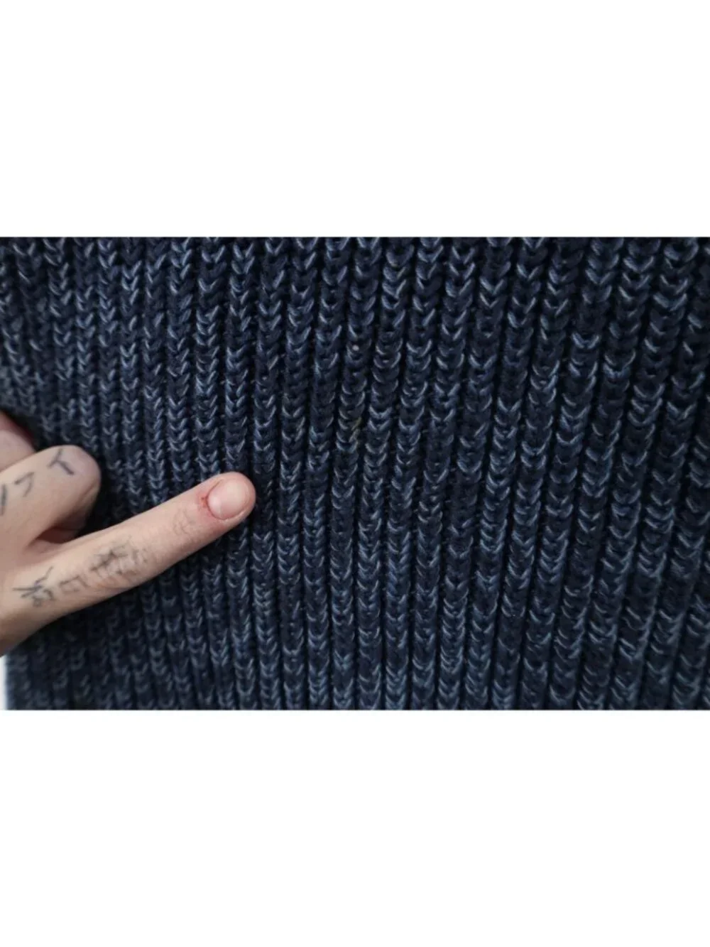 Vtg 90s LL Bean Mens Large Blank Marled Ribbed Knit Henley Sweater Blue Cotton
